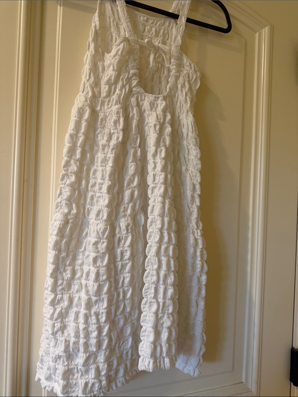 Zara White Textured Ruffle Sundress for Girls